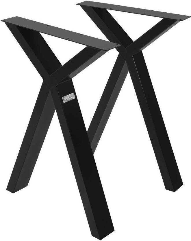 ML-Design Tafelpoten set van 2 X-vormig 50x72 cm zwart staal - Foto 1
