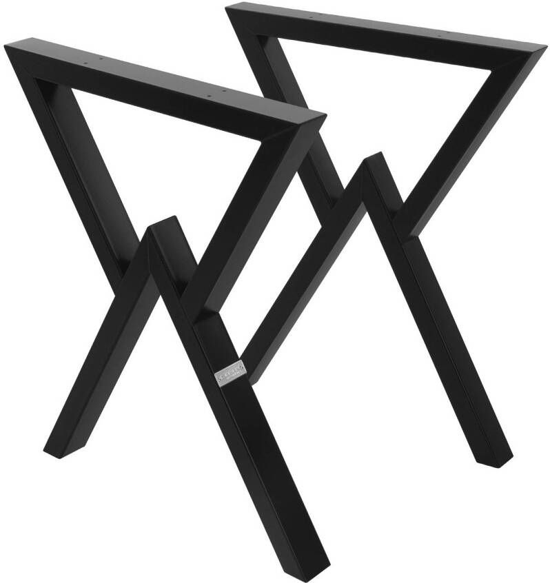 ML-Design Tafelpoten set van 2 X-vormig 60x72 cm zwart staal - Foto 1