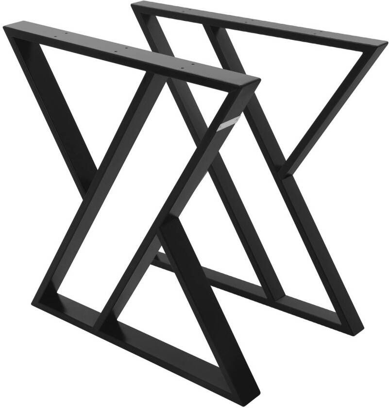 ML-Design Tafelpoten set van 2 X-vormig 69x72 cm zwart staal - Foto 1