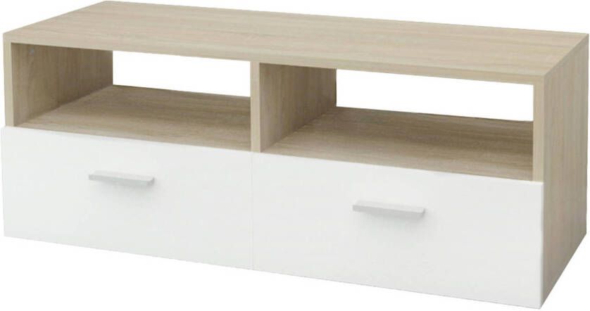 ML-Design TV lowboard wit naturel 95x36x35 cm gemaakt van MDF spaanplaat