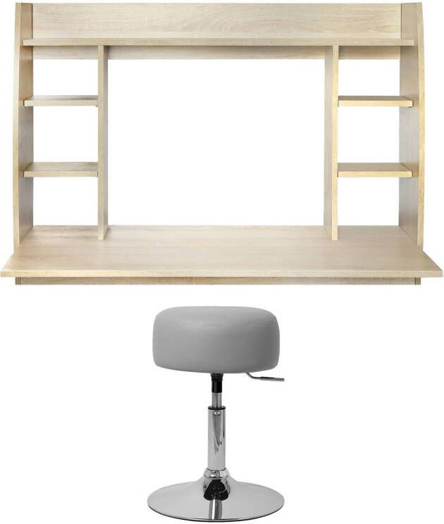 Ml-design Wandbureau 110x75x48 cm Licht hout MDF