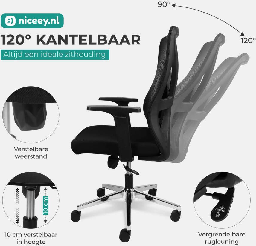 NICEEY Ergonomische Bureaustoel Verstelbaar Bureaustoelen voor volwassenen Zwart - Foto 1