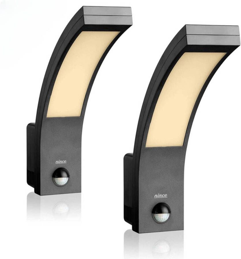 Nince Buitenlamp met Bewegingssensor Wandlamp met sensor Muurlamp set van 2 3000K Warm Licht