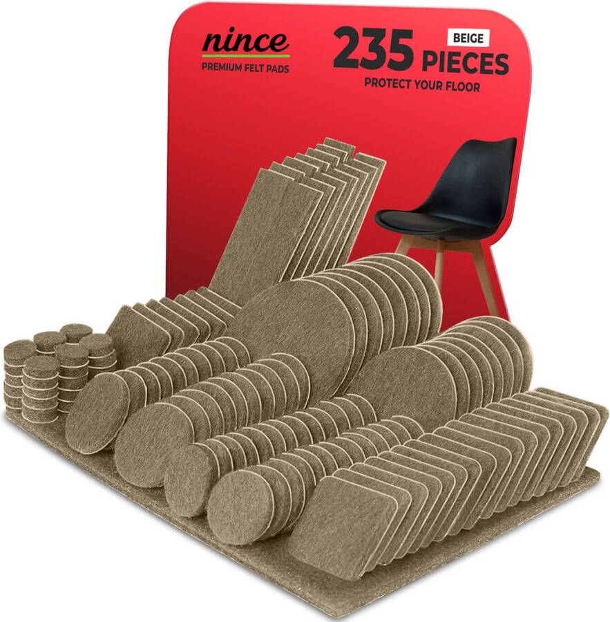 Nince Meubelvilt Vloerbeschermer Stoelpoot Beschermer Beige Vilt 235 Stuks