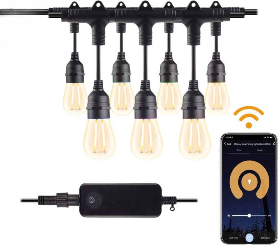 Nince Smart Tuinverlichting 15M Bedien met Smartphone Sfeervolle Tuinverlichting Lichtsnoer E27