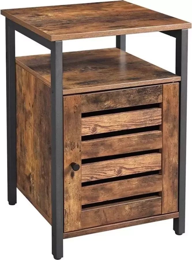 O'DADDY Nachtkastjes industrieel Bijzettafel Nachtkastje met deur en planken 40 x 40 x 60 cm Kast Modern bruin
