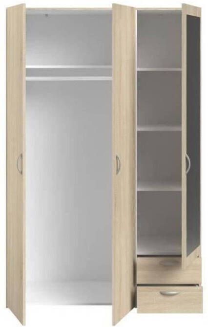 Parisot Varia Cabinet Chene Decor 3 deuren + spiegel + 2 laden L 120 x H 185 x D 51 cm