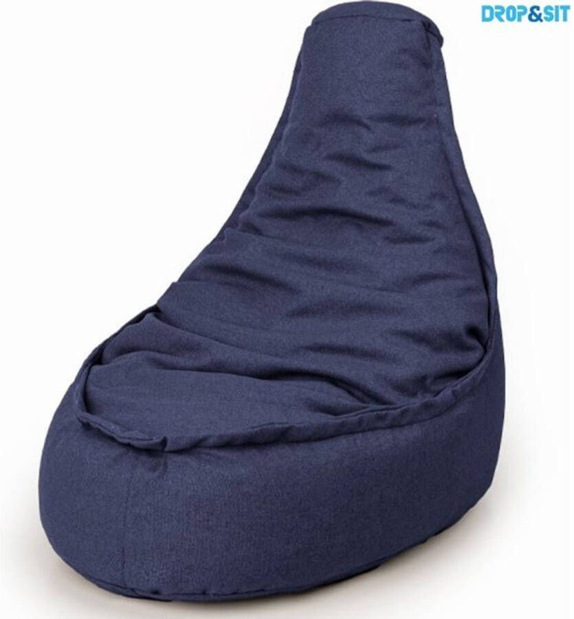 Drop & Sit Zitzak Stoel Volwassenen 95 x 75 cm Beanbag Blauw Waterafstotend Voor Binnen en Buiten 100% Gerecycled Plastic