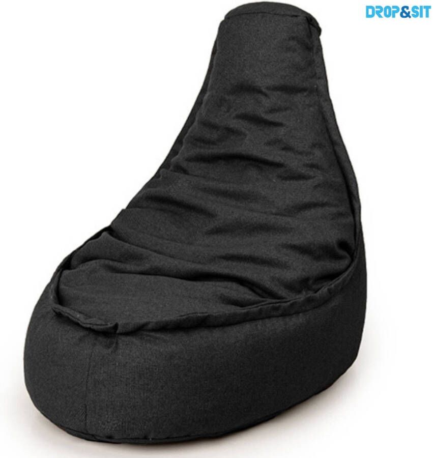 Drop & Sit Zitzak Stoel Volwassenen 95 x 75 cm Beanbag Zwart Waterafstotend Voor Binnen en Buiten 100% Gerecycled Plastic - Foto 1