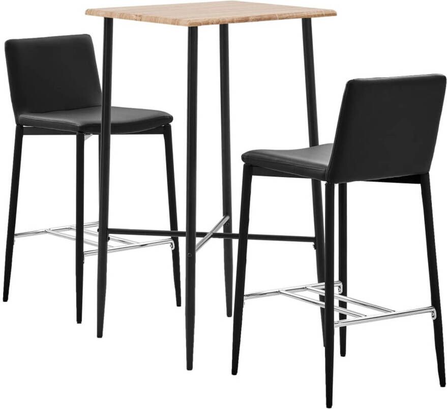 Dolce Vita La 3-delige Bartafel met stoelen Barmeubelset Barhoek set Hoge tafel met krukken Bistro set met tafel en stoelen kunstleer zwart