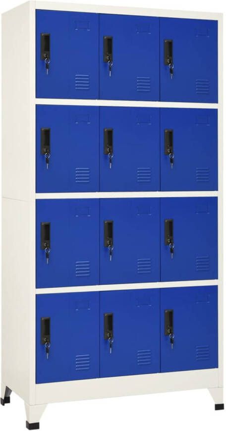 Prolenta Premium INFIORI Lockerkast 90x45x180 cm staal grijs en blauw