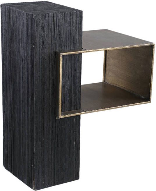 Ptmd Collection PTMD Athy Black metal firwood pilar sidetable rectangle
