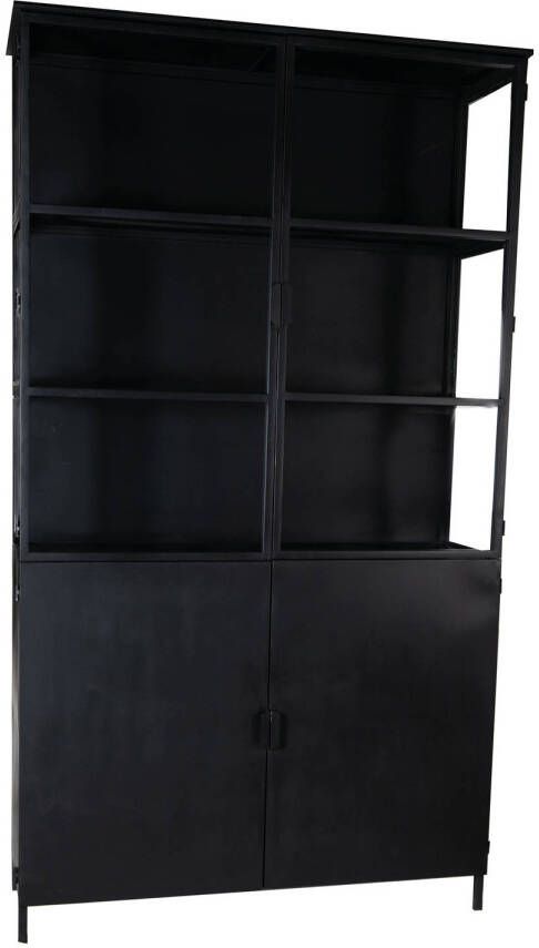 Ptmd Collection PTMD Elina Glass cabinet black iron frame 2 doors