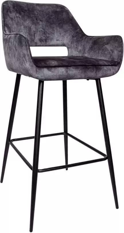Ptmd Collection PTMD Fallon Velvet barstoel antraciet met zwarte m
