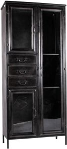 PTMD COLLECTION PTMD Gijs Black metal cabinet glass doors