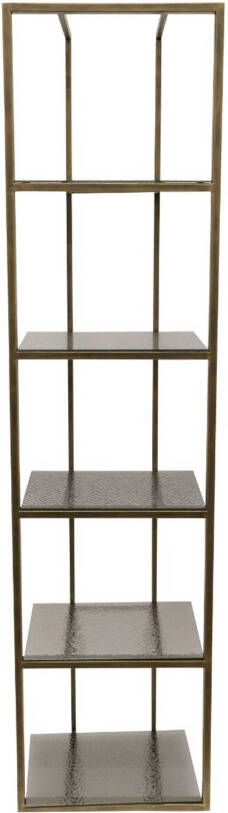 Ptmd Collection PTMD Ilya Gold metal cabinet smoky glass shelves