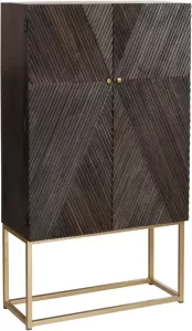 PTMD COLLECTION PTMD Leyna Black mango wood golden frame cabinet high