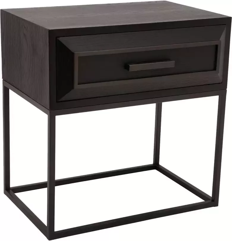 Ptmd Collection PTMD Lixly Black wood iron frame bedside cabinet