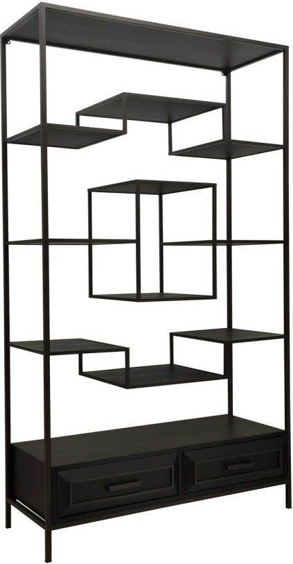 Ptmd Collection PTMD Lixly Black wood iron frame open cabinet - Foto 1