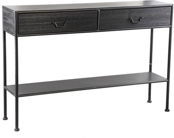 Ptmd Collection PTMD Ray Black wooden sidetable metal frame 2 drawer