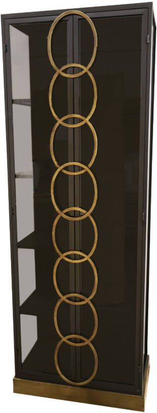 Ptmd Collection PTMD Riho Black metal cabinet high smoky glass doors
