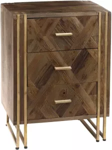 PTMD COLLECTION PTMD Roan Bijzettafel met 3 lades 45 x 33 x 61 cm Hout Bruin