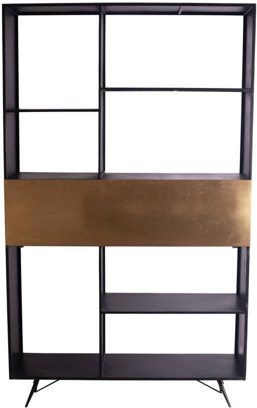 Ptmd Collection PTMD Sofie Metal Black open cabinet golden door