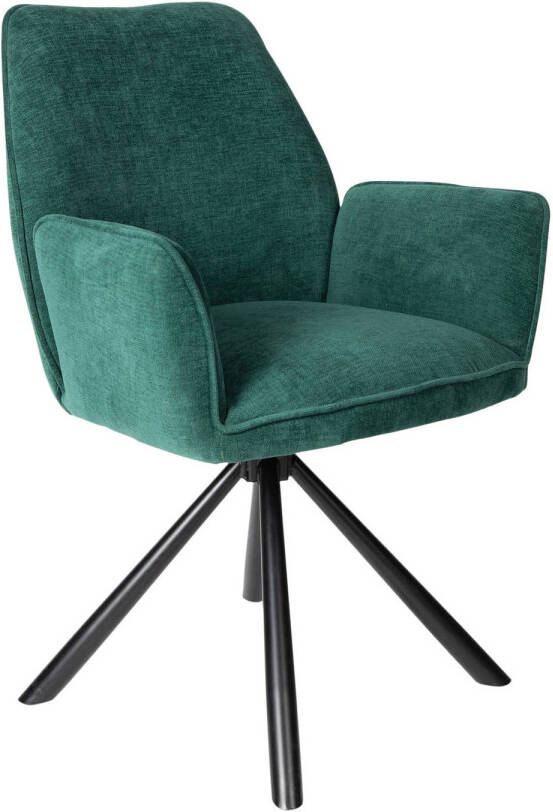 PTMD COLLECTION PTMD Vicky Dark Green velvet chair black steel leg KD