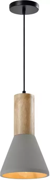 QUVIO Hanglamp landelijk Betonnen lamp Houten kop D 15 cm Grijs
