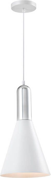 QUVIO Hanglamp modern Kegelvorm Zilveren bovenkant D 19 cm Wit - Foto 1