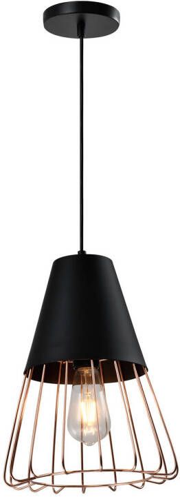 QUVIO Hanglamp langwerpig zwart met rosegoud frame QUV5179L-BLACK - Foto 1