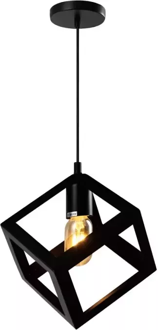 QUVIO Hanglamp met metalen frame vierkant zwart QUV5150L-BLACK - Foto 1