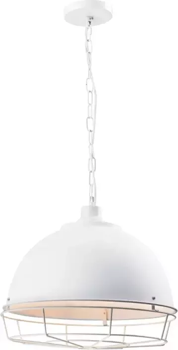 QUVIO Hanglamp landelijk Kettinglamp met stalen rooster D 42 cm Wit - Foto 1