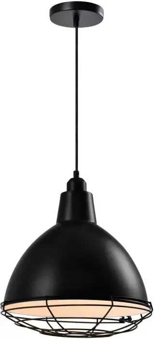 QUVIO Hanglamp industrieel Fabriekslamp met stalen rooster D 32 cm Zwart - Foto 1
