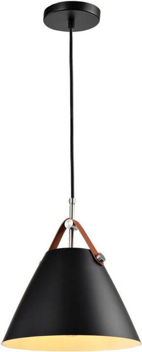QUVIO Hanglamp modern Kegel met leren riempje Diameter 27 cm - Foto 1
