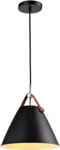 QUVIO Hanglamp modern Kegel met leren riempje Diameter 27 cm