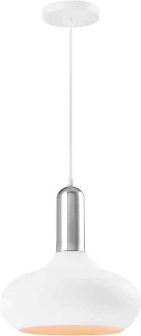 QUVIO Hanglamp retro Bolvorm Zilveren bovenkant D 25 cm Wit