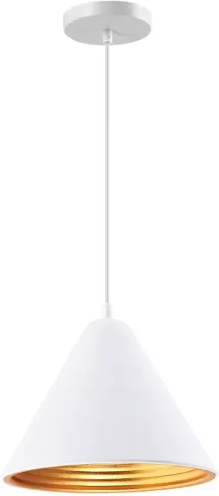 QUVIO Hanglamp retro Kegelvorm Gouden binnenkant D 24 cm Wit