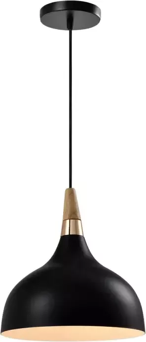 QUVIO Hanglamp Scandinavisch Simplistisch hoog design Houten kop D 30 cm Zwart - Foto 1
