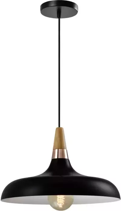 QUVIO Hanglamp Scandinavisch Simplistisch laag design Houten kop D 30 cm Zwart