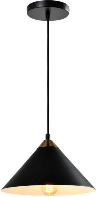 QUVIO Hanglamp retro Kegelvorm Gouden kop D 25 cm Zwart - Foto 1