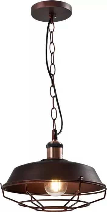 QUVIO Hanglamp industrieel Fabriekslamp koper D 26 cm Roestbruin