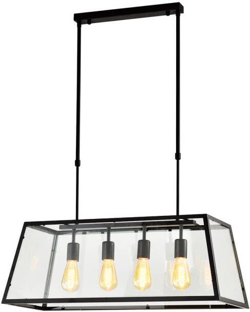 QUVIO Hanglamp modern 4 lichtpunten met stalen glazen kap 30 x 78 x 28 cm - Foto 1