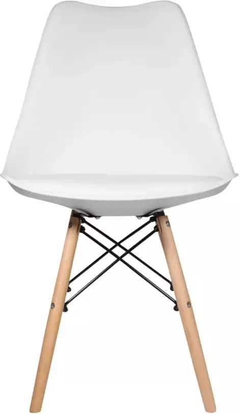 QUVIO 2 stuks stoel Adamo van kunststof en hout Eetkamerstoelen Woonkamerstoelen Stoel Zetels Keukenstoelen Stoel Fauteuils Wit