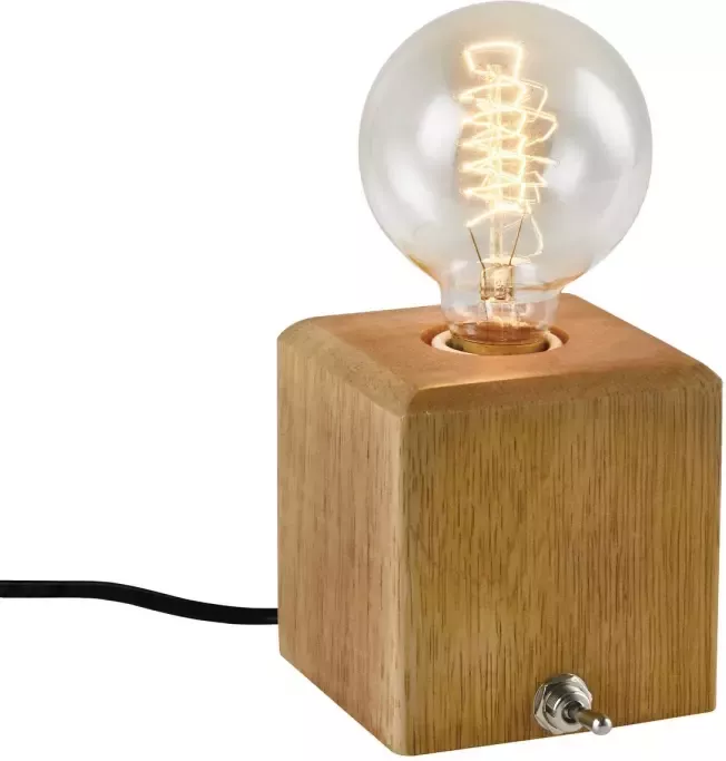 QUVIO Tafellamp Scandinavisch Bulb op houten voet 9 5 x 9 5 x 10 cm