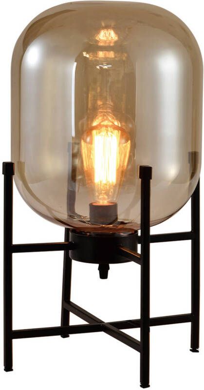QUVIO Tafellamp modern Glazen stolp in metalen frame Diameter 28 cm - Foto 1
