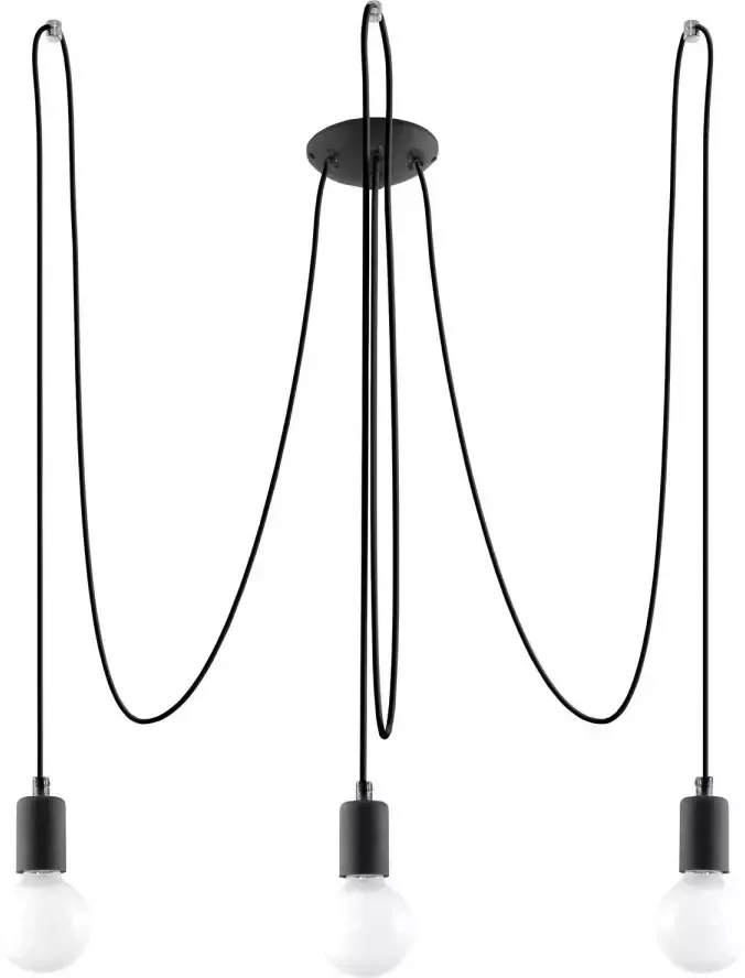 Sollux Hanglamp Edison 3 lichts E27 zwart - Foto 1