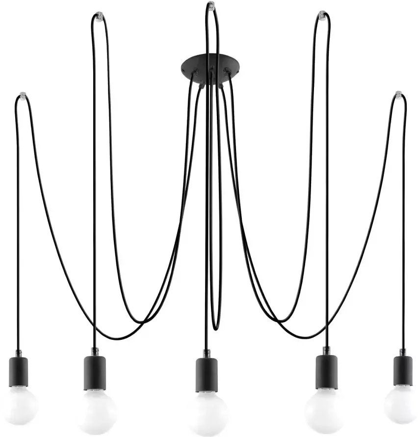 Sollux Hanglamp Edison 5 lichts E27 zwart
