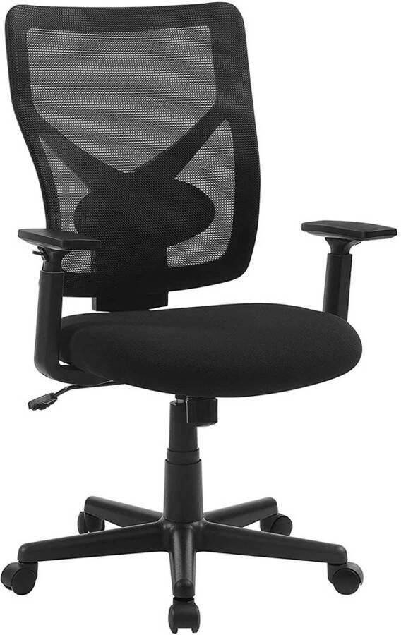Songmics Ergonomische Bureaustoel op Wielen Met Verstelbare Armleuningen Bureaustoel voor volwassenen Office Chair Zwart