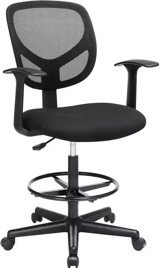 ZAZA Home Ergonomische extra hoge bureaustoel met in hoogte verstelbare voetsteun Kassa stoel zwart Zithoogte 55 75 cm - Foto 1